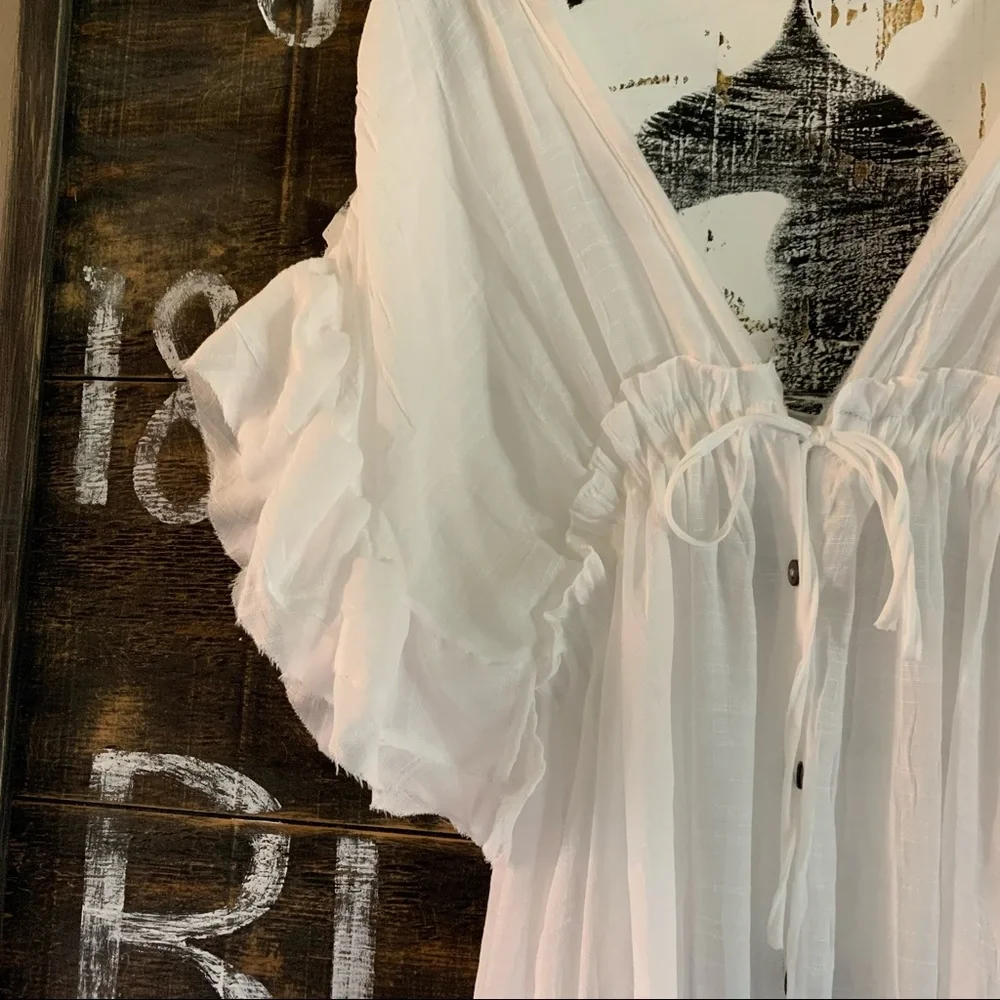 New Bohemian Long White Gauze Maxi Summer Dress - Picture 13 of 16